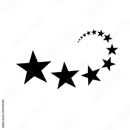 shooting star cluster vector. star array vector. stars in a row shooting forward. Abstract star icon