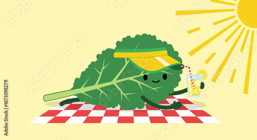 Leafy Friend Relaxing Under The Sun While Enjoying Refreshing Lemonade Drink