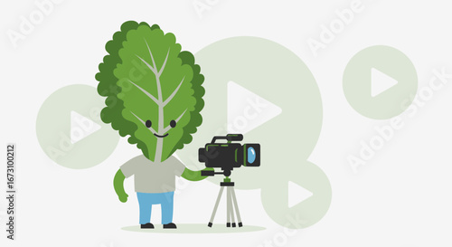 Lettuce Make Some Content Cartoon Character Filming with Camera