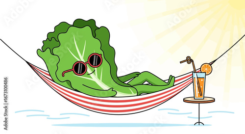 Lettuce Relaxing With a Cocktail in Hammock During Summer Vacation