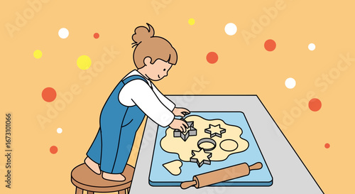 Little Culinary Explorer Cutting Out Cookies: A Delightful Depiction of Baking Fun