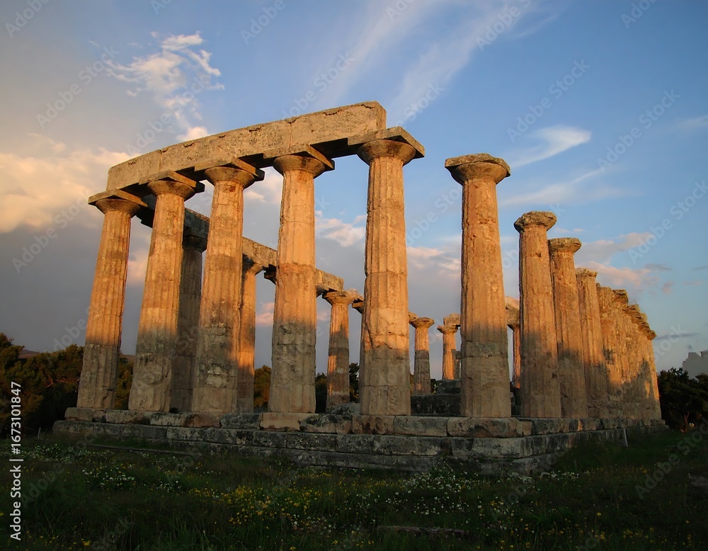 Obraz premium Ancient columns in golden light