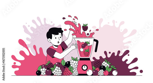 Juicy Fruit Smoothie Creation: A Colorful, Playful Illustration of Healthy Living