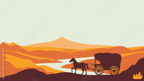 pioneer day background illustration with west american emigrant wagon suitable for use on pioneer day event in united states
