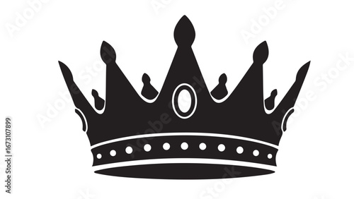 Black Silhouette Crown on White Background