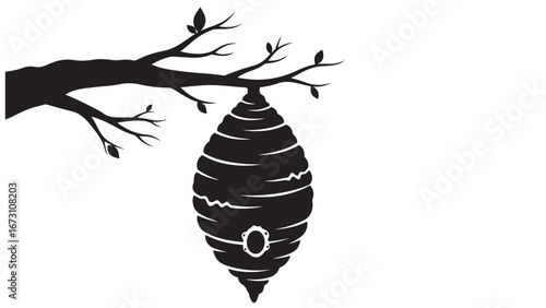 Wasp Nest Hanging from Tree Branch