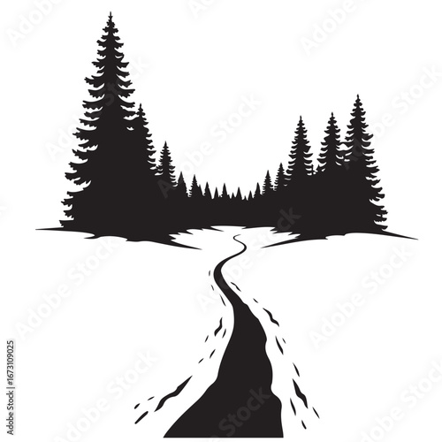 Winter Forest Path Silhouette