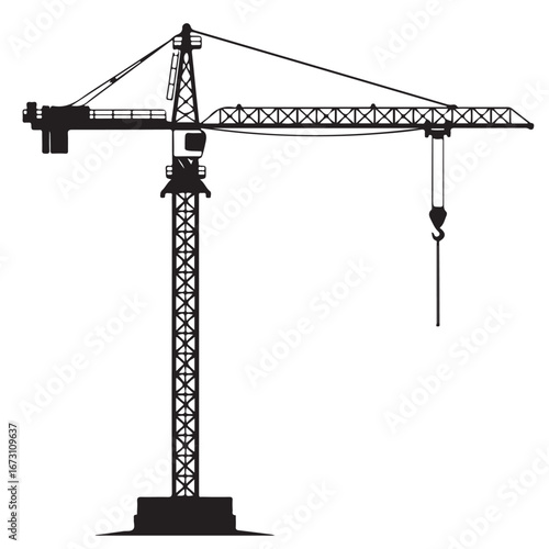 Black Crane Construction Site Silhouette