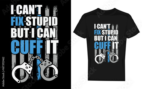 Funny Cat Police Officer Illustration with Handcuffs for Law Enforcement Gift
