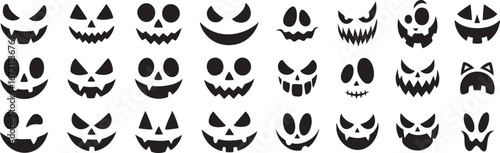 Spooky Halloween pumpkin carving stencils for creative crafts and seasonal decorations project with various face designs