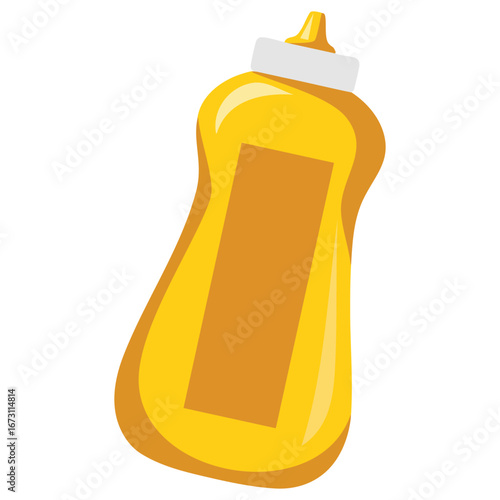 Flat illustration of mustard icon in cartoon style, mustard vector isolated on white background, suitable for condiment, food, and kitchen designs.