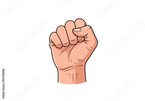 Closed human fist with light skin tone, suitable for concepts of power, determination, and strength in design projects. Suitable for various marketing materials.