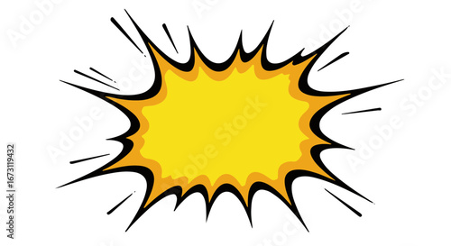 Cartoon explosion with a yellow center and black outline, resembling a comic book style burst.