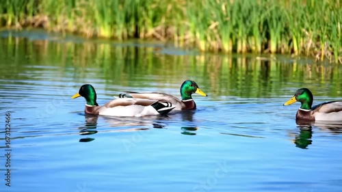 Ducks Swimming in a Pond