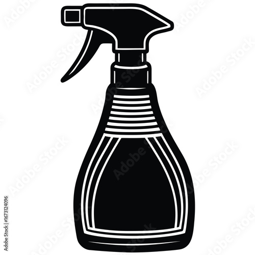 Black Silhouette of a Trigger Spray Bottle with White Outline trigger sprayer cleaning bottle