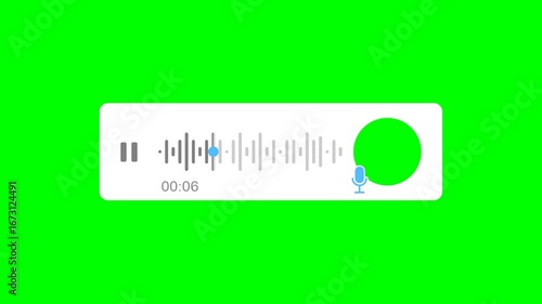Instant messaging app voice note animation playing sound on green background