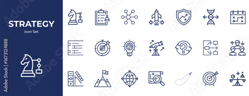 Strategic icon set collection for business planning and development projects
