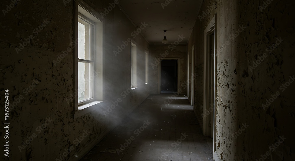 Obraz premium Abandoned haunted hallway