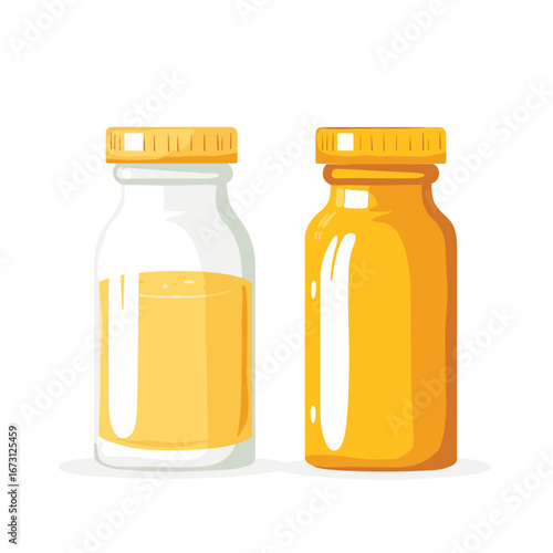flat vector of mayonnaise bottle and mustard jar side by side, clean condiment illustration