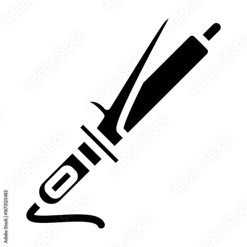 Curling Iron Vector Glyph Icon Design