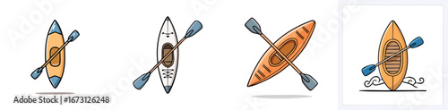 paddling vector illustration set featuring detailed, colorful design elements.