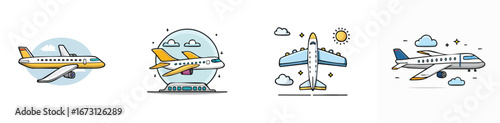 boarding vector illustration set featuring detailed, colorful design elements.