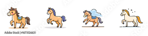 equestrian vector illustration set featuring detailed, colorful design elements.