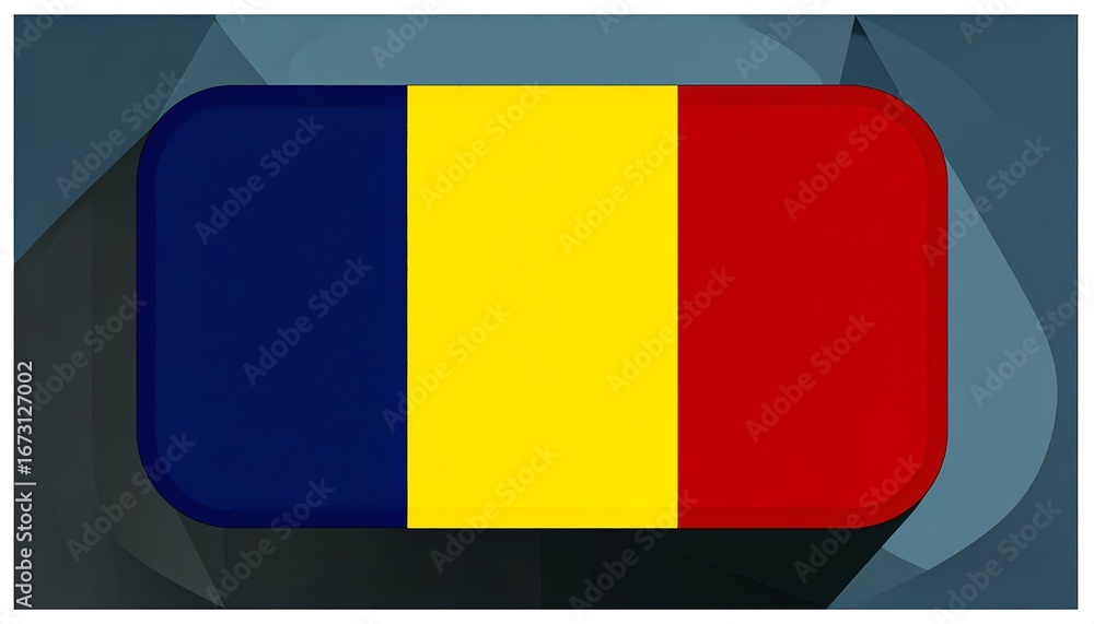 Fototapeta premium Romanian flag waving in a mountain landscape.