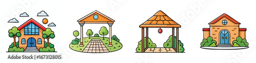 courtyard vector pack in contemporary style with balanced composition.