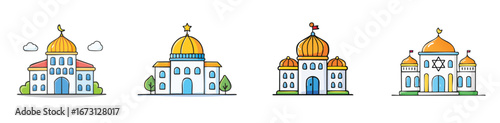 synagogue vector pack in contemporary style with balanced composition.