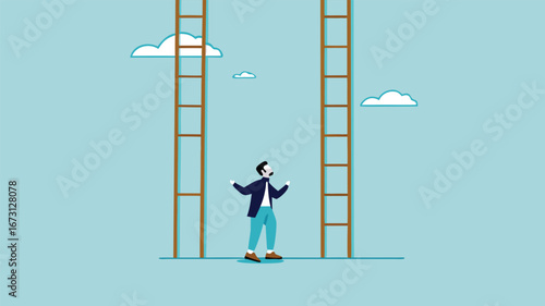 never underestimate the Importance of Small Steps concept vector illustration business people who offer stairs with normal or long step distances
