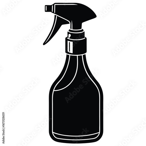 Black Silhouette Spray Bottle With Trigger Sprayer And Handle cleaning liquid