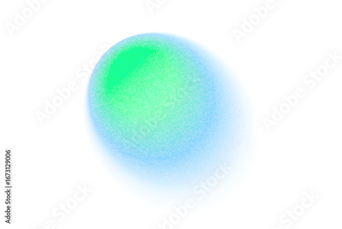 Noise color gradient shape. Blue and green blur abstract sphere. Light circular soft background for neon radial glow effect. Vector illustration