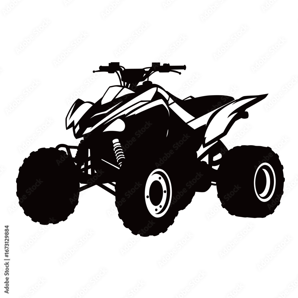 Obraz premium black and white silhouette of a quad bike vector on a white background