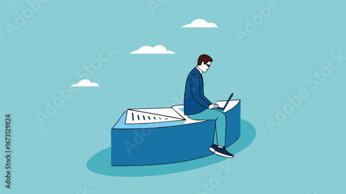 Part-time job, side job or small business, additional work outside working hours, division or tome management, work tracking system or day planning, businessman working using laptop over hours cut
