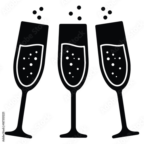 Festive Champagne Toast Silhouette for Celebrations and Special Occasions Graphic Design Element Elegant and Modern Design