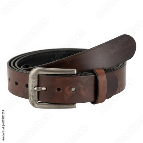 Brown leather belt with silver buckle brown belt men's fashion