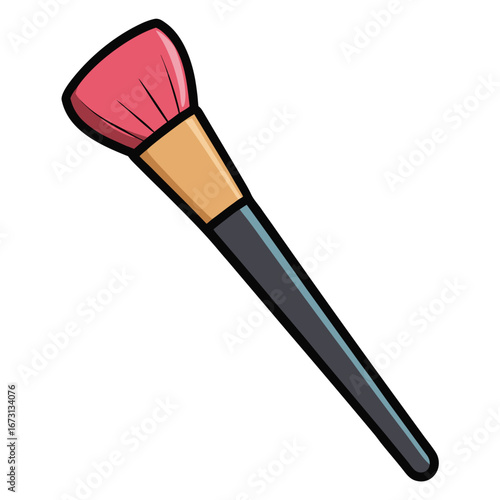 Cartoon Makeup Brush With Pink Bristles And Wooden Handle cosmetic brush beauty tool