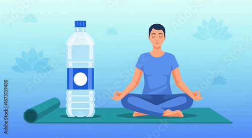 Mindfulness In Action: A Calm Practice Showcased Alongside Hydration And Wellbeing