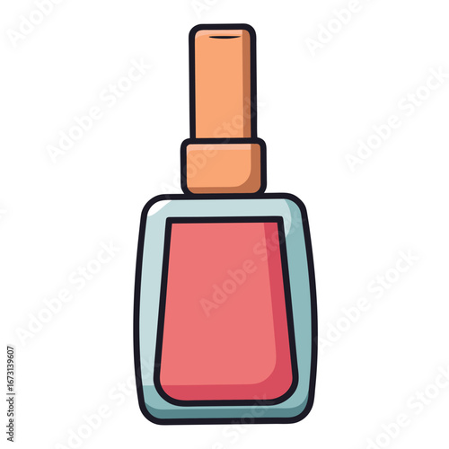 Coral Nail Polish Bottle With Orange Cap On White Background beauty cosmetic