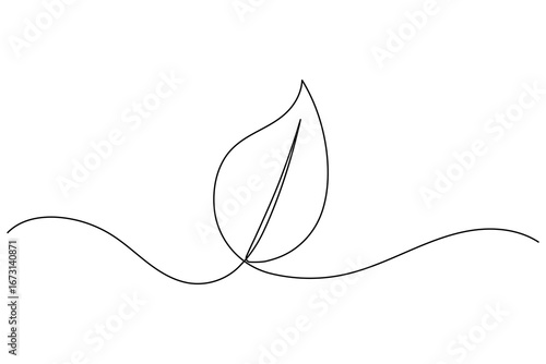 Continuous line drawing leaf vector minimal eco friendly botanical illustration