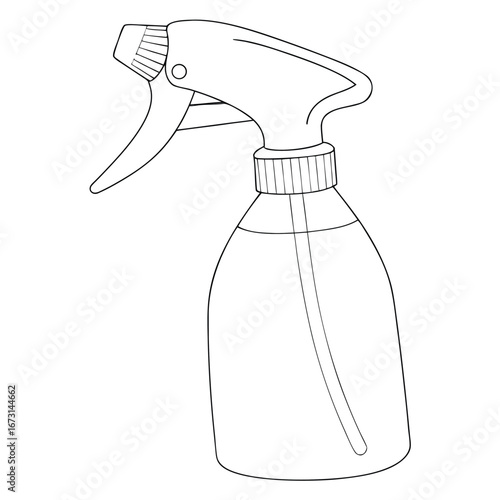 Outline Drawing Of A Spray Bottle With Clear Liquid And A Tube cleaning