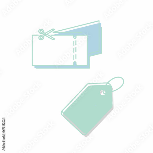 Pastel-colored paper coupons and a price tag, ready for use.