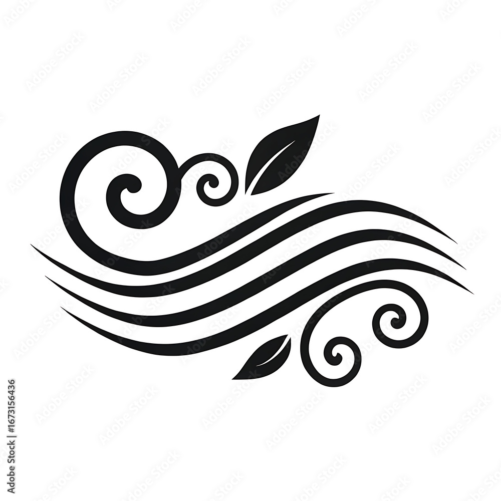 Obraz premium Elegant black swirls and leaves decorative flourish design