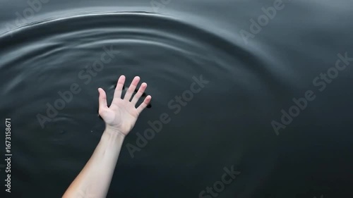 Gentle Hand Creates Ripples – Minimalist Water Interaction and Surface Wave Motion : Applications / Concepts-Meditation and mindfulness visuals,Physics and wave propagation demonstration.