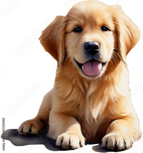 Wallpaper Mural golden retriever puppy isolated on white, watercolor painting of a puppy Torontodigital.ca