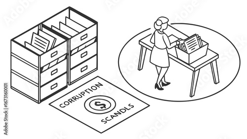 Shredding Evidence of Corruption Scandals - Business Cover-up Concept