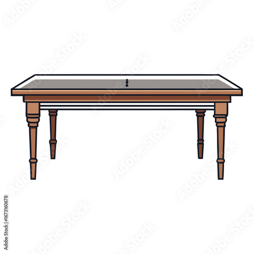 Classic wooden dining table isolated on white