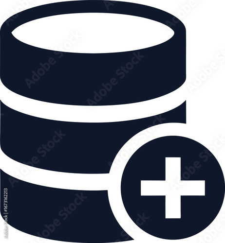 Database icon with a plus sign, representing adding new data or entries