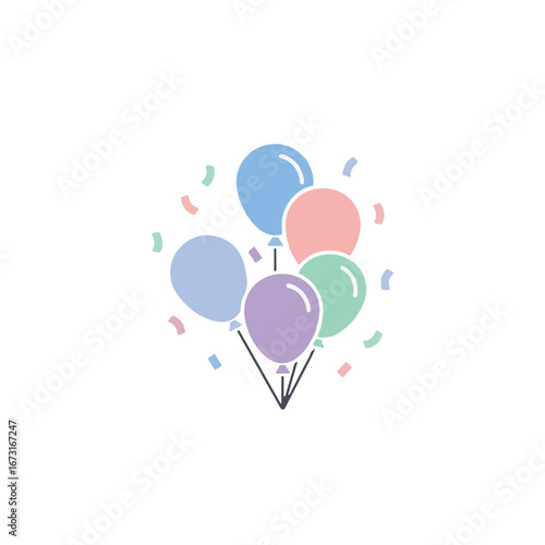 Colorful Balloon Bouquet with Confetti A Vector Illustration for Celebrations and Parties